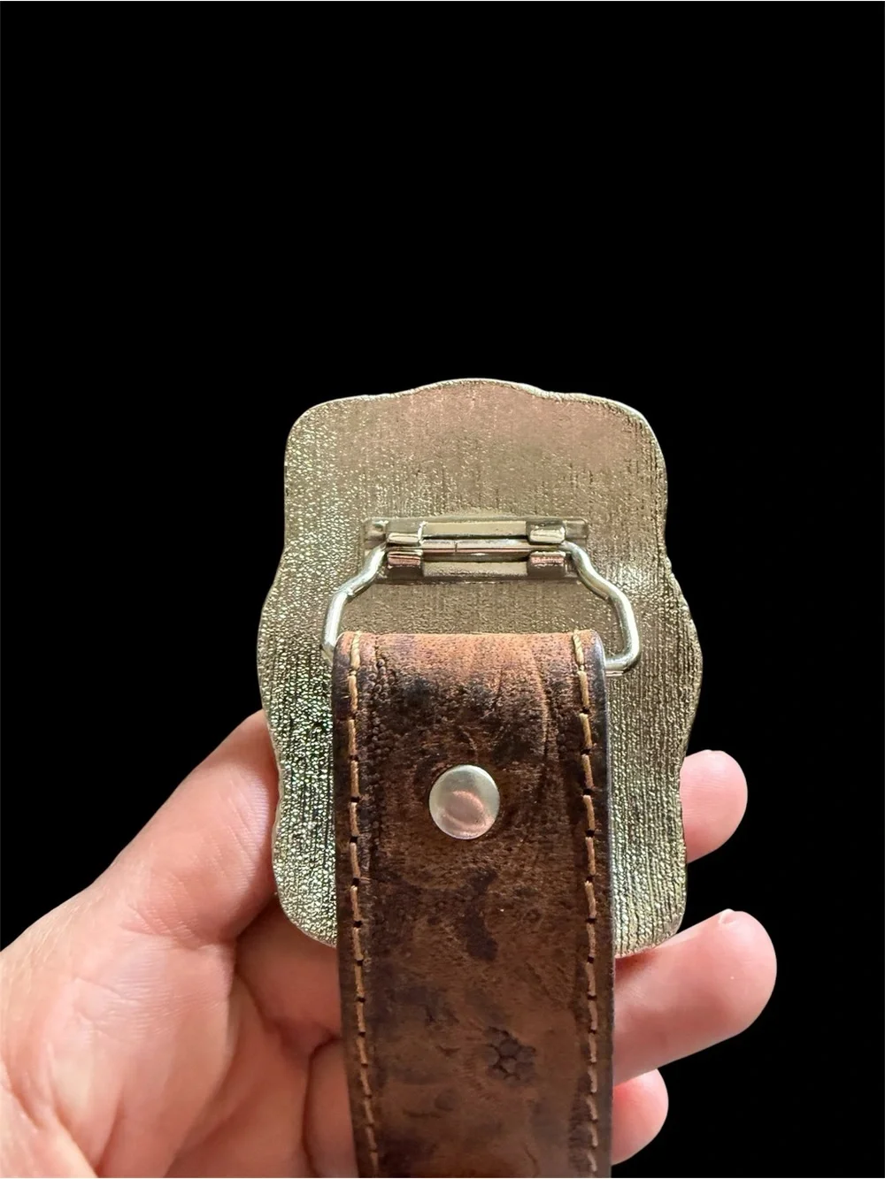 Cody James Tooled Leather Belt w/Ornate Removable Silver/ Gold Buckle- Genuine